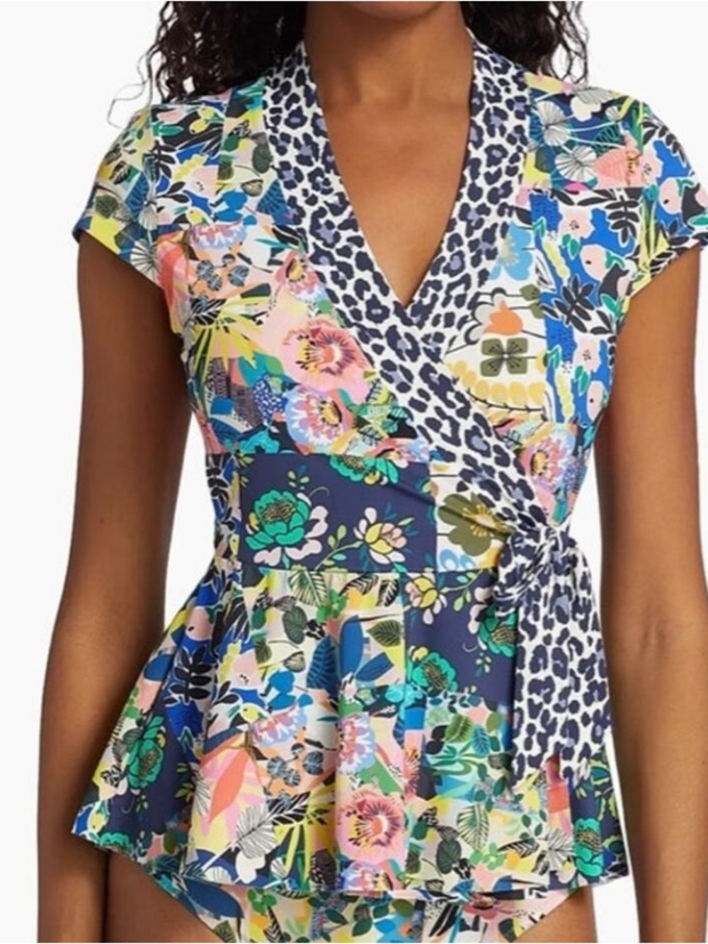 NEW Johnny Was Layla Peplum Wrap Tankini  Swimsuit top L